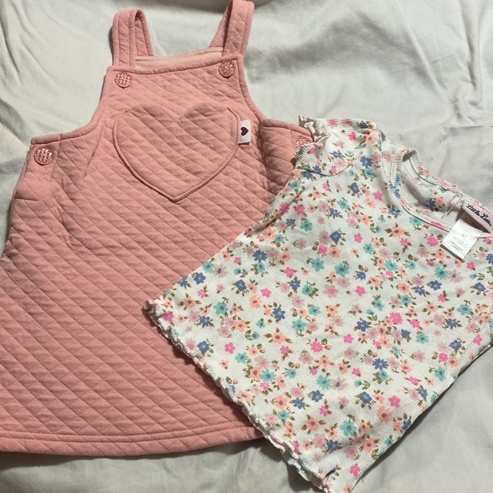 Quilted Jumper Heart Dress with flowered top